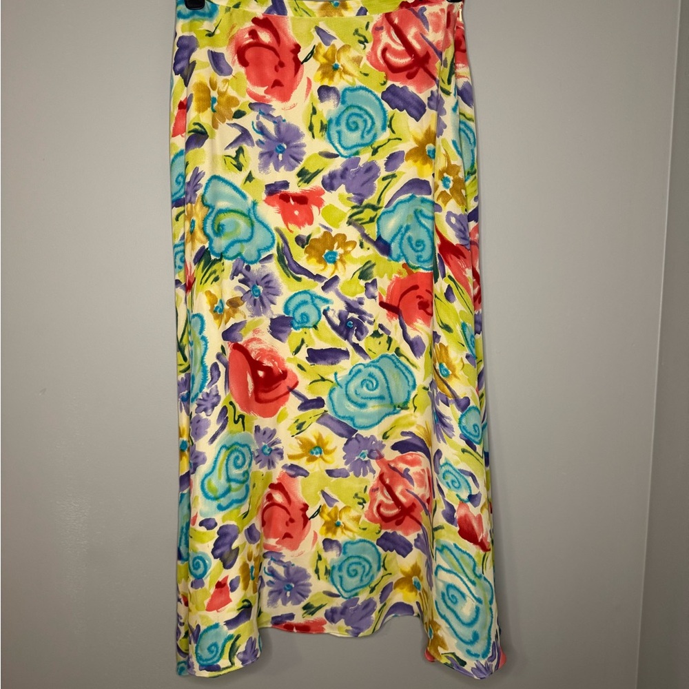 Vintage Danielle Martin Floral Watercolor Silk Skirt